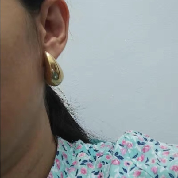 Bottega Earrings Chunky Teardrop Lightweight Nickel-Free Hypoallergenic - Picture 5 of 5